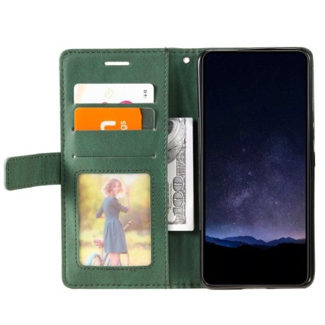 Чехол-книжка Skin Feel Splicing на Realme 11 4G Global - зеленый