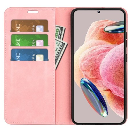 Чехол-книжка Retro Skin Feel Business Magnetic на Xiaomi Redmi Note 12 4G - розовый