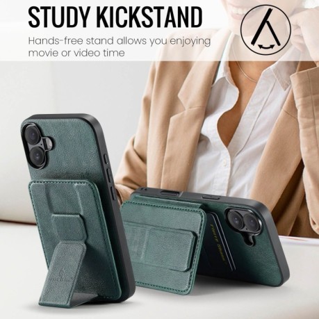 Чохол Fierre Shann Oil Wax Cow Leather Card Holder на iPhone 16 - зелений