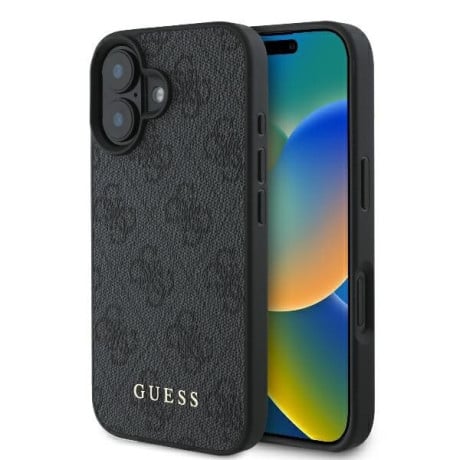 Оригинальный чехол Guess Metal Gold Logo для iPhone 16 Plus - Black