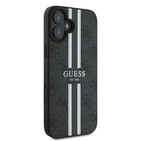 Оригинальный чехол Guess 4G Printed Stripes MagSafe для iPhone 16 Plus - black