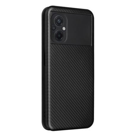 Чехол-книжка Carbon Fiber Texture на Xiaomi Poco M5 4G - черный