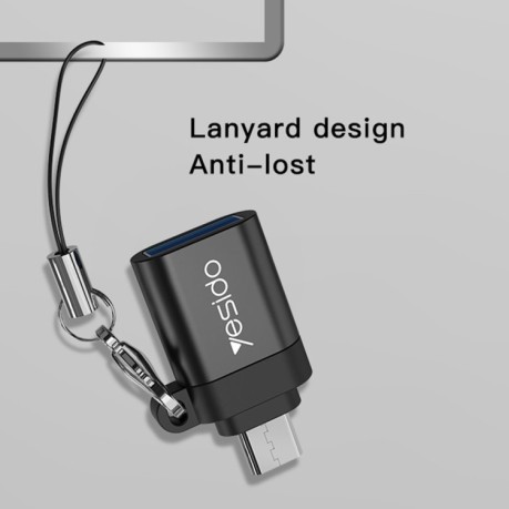 Адаптер Yesido GS07 Micro USB to USB 2 OTG Mini Connector Adapter with Keychain - черный
