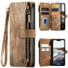 Шкіряний чохол-гаманець CaseMe-C30 для iPhone 15 Plus - коричневий