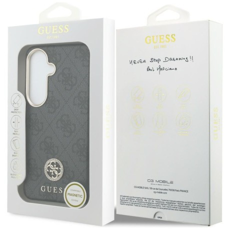 Оригінальний чохол Guess 4G Rhinestone Round Logo з MagSafe на Samsung Galaxy S26 — чорний