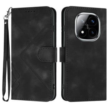 Чохол-книжка Line Pattern Skin Feel Leather для Xiaomi Redmi Note 14 Pro+ 5G - чорний