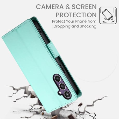 Чохол-книжка Side Buckle з магнітною застібкою та матовою шкірою на Samsung Galaxy S25 FE 5G - зелений