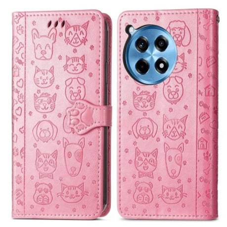 Чехол-книжка Cat and Dog для OnePlus 12R - розовый