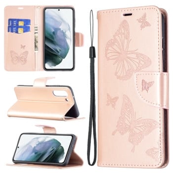 Чохол-книжка Butterflies Pattern Samsung Galaxy S21 FE - рожеве золото