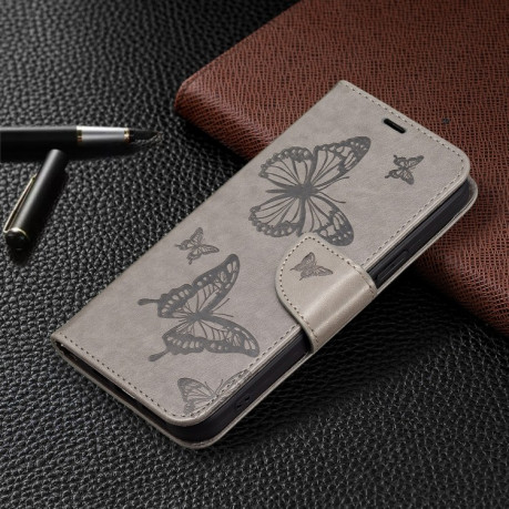 Чохол-книжка Butterflies Pattern для Xiaomi Redmi Note 12 4G - сірий