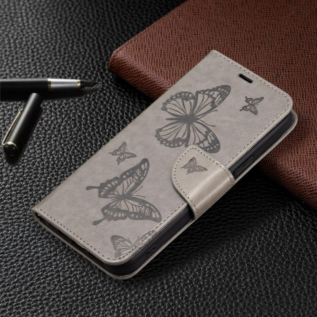 Чохол-книжка Butterflies Pattern для Xiaomi Redmi Note 12S 4G / Note 11 - сірий