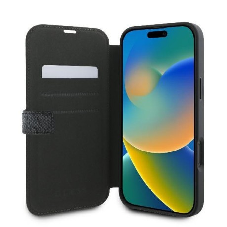 Оригінальний чохол-книжка Guess 4G Metal Logo для iPhone 16 Plus - Black