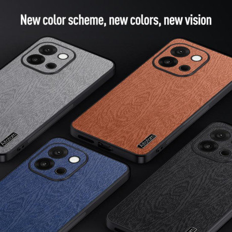 Чехол Tree Bark Leather Shockproof для OnePlus 13T - синій