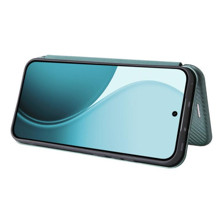 Чохол-книжка Carbon Fiber Texture на OPPO Reno14 Global / Reno14 F — зелений
