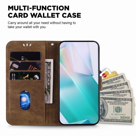 Чехол-книжка Little Tiger Embossed Leather на Xiaomi Poco M6 4G - коричневый