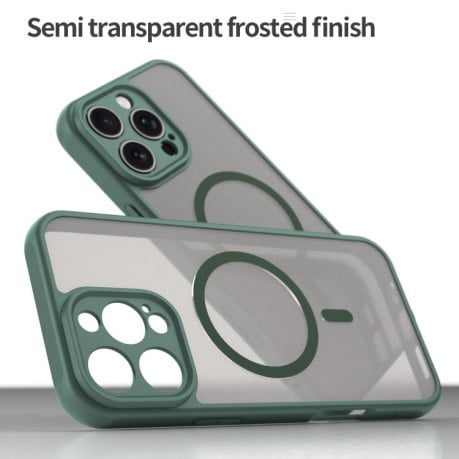 Противоударный чехол Fan Dun Series TPU Hybrid PC Frosted Magsafe для  iPhone 16e - зеленый