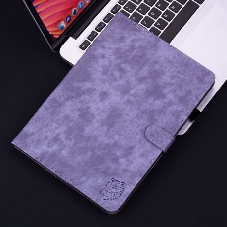 Чохол-книжка Embossed Tiger Pattern Leather для iPad Pro 11 2024 - фіолетовий