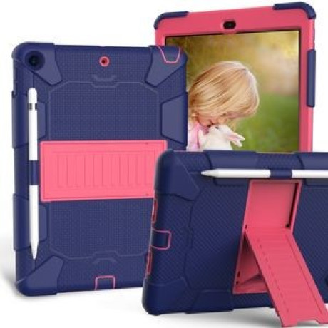 Протиударний чохол Two-Color Silicone Protection з тримачем для стілусів на iPad 9/8/7 10.2 (2019/2020/2021) - синьо-рожевий