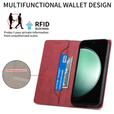 Чехол-книжка Business Solid Color с защитой от сканирования RFID на Samsung Galaxy S25 FE 5G - красный