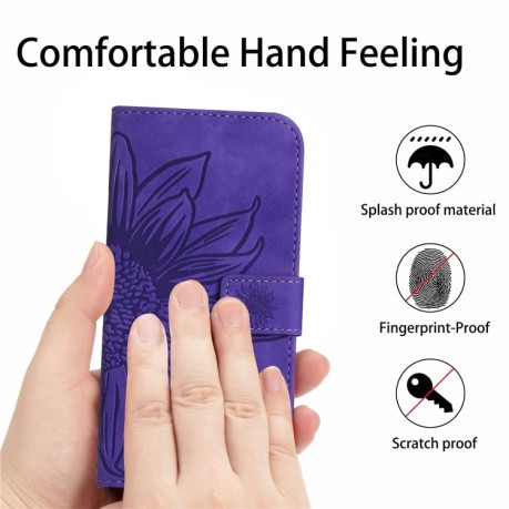 Чехол-книжка Skin Feel Sun Flower для OnePlus 10 Pro - темно-фиолетовый