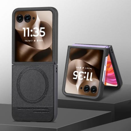 Чохол Twill Fabric Leather Skin Magnetic для Motorola Razr 60 Ultra - чорний