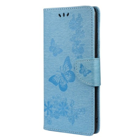 Чехол-книжка Butterflies Embossing на Samsung Galaxy A33 5G - синий