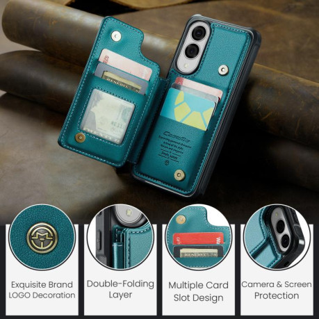 Чехол CaseMe C22 Card Slots Holder RFID Anti-theft для Samsung Galaxy S25 Edge 5G - зеленый