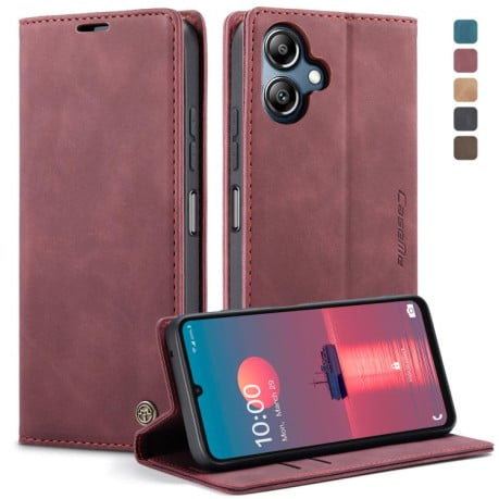 Чехол-книжка CaseMe-013 многофункциональный с кармашком на карт на Samsung Galaxy A07/A06 - красный