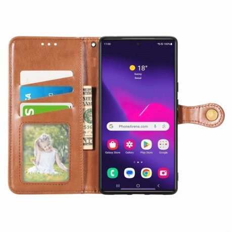 Чехол-книжка Retro Solid Color на Samsung Galaxy S25+ 5G - коричневый