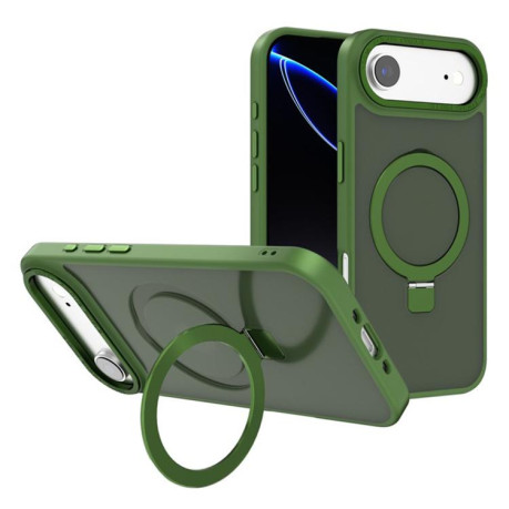 Противоударный чехол Kalebol Metal Lens Frame MagSafe Holder Frosted для iPhone Air - зеленый