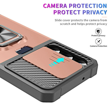 Противоударный чехол Sliding Camera Design для Samsung Galaxy S23 5G - розовое золото