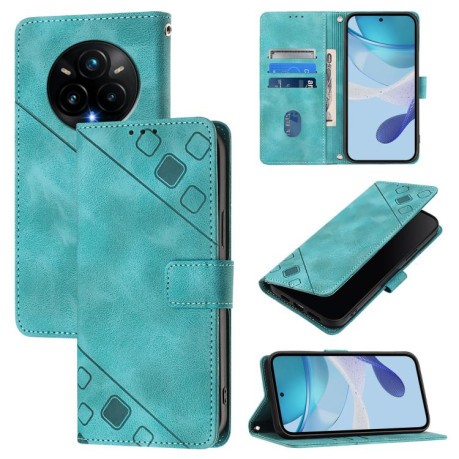 Чохол-книжка Skin-feel Embossed для Realme 14 Pro+ 5G - зелений