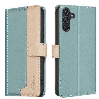Чехол-книжка Color Matching RFID Anti-theft Leather для Samsung Galaxy M16 5G / F16 5G - зеленый