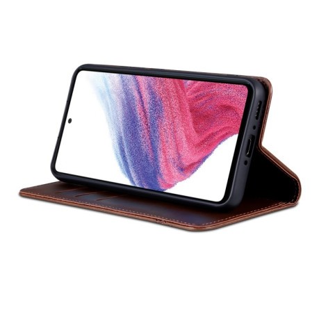 Чехол-книжка Calf Texture Magnetic для Samsung Galaxy A55 - темно-коричневый