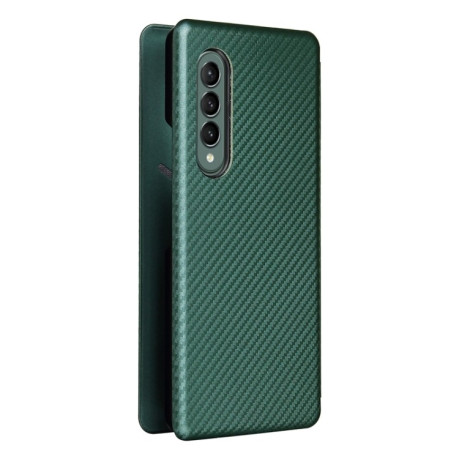 Чехол-книжка Carbon Fiber Texture на Samsung Galaxy Fold4 - зеленый