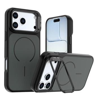 Чохол Bright Color Contrast Skin-feel Camera Bracket з MagSafe і підставкою біля камери на iPhone 18 Pro Max — чорний