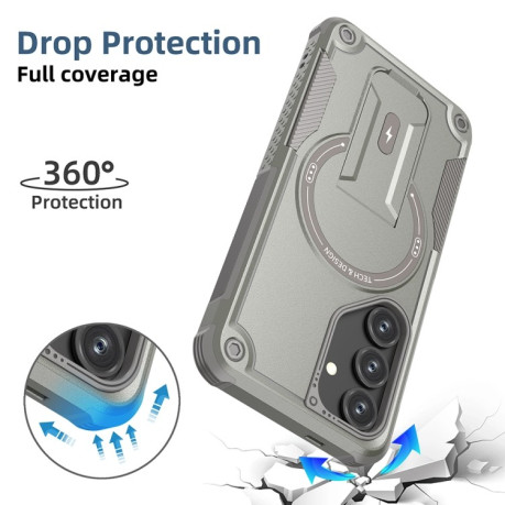 Противоударный чехол MagSafe Holder Armor PC Hybrid для Samsung Galaxy S24+ 5G / S25+ 5G - серый