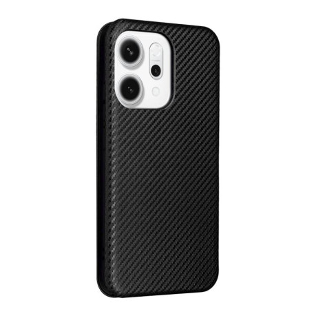 Чехол-книжка Carbon Fiber Texture на OPPO Reno14 Global / Reno14 F — чёрный