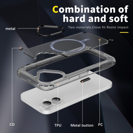 Противоударный чехол Skin Feel TPU + PC MagSafe Magnetic для iPhone 16 Plus - черный