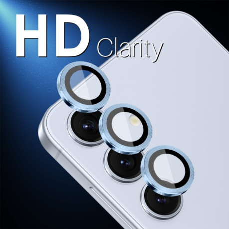 Захисне скло NORTHJO Glitter Camera Lens Protector Tempered Glass Metal Ring для Samsung Galaxy S25 5G - синє