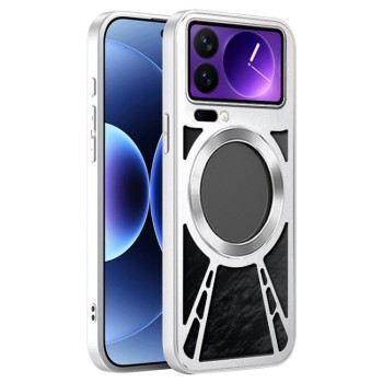 Силиконовый чехол Silicone Cooling Hollow Metal MagSafe на Xiaomi 17 Pro — серебристый