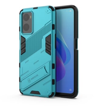Противоударный чехол Punk Armor с подставкой на Realme 9i/OPPO A76/A96 - синий