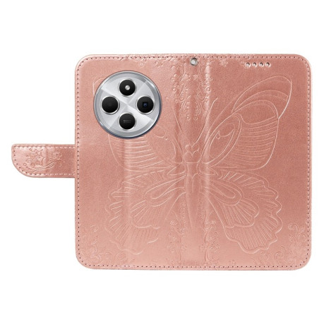 Чохол-книжка Swallowtail Butterfly Embossed Leather для Xiaomi Redmi 14C 4G/Poco C75/Redmi A4 5G - рожеве золото