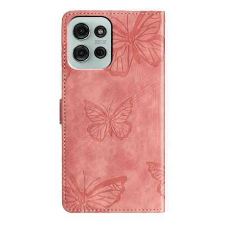 Чохол-книжка Embossed Butterfly для Motorola Moto G75 - рожевий