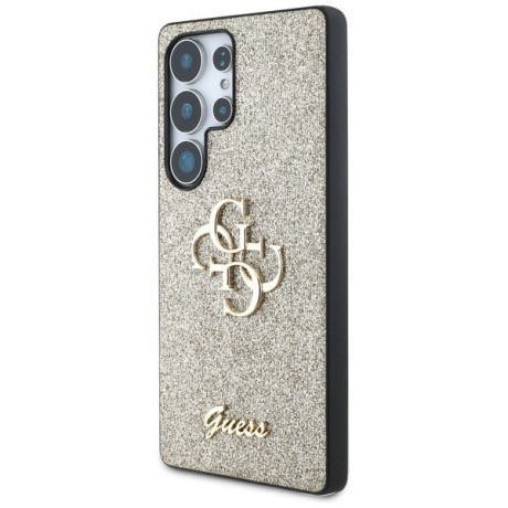 Оригинальный чехол Guess Fixed Glitter Big 4G Metal Logo для Samsung Galaxy S25 Ultra - Gold