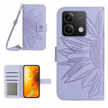 Чехол-книжка Skin Feel с рисунком подсолнуха на Xiaomi Redmi Note 14S/ 13 Pro 4G / POCO M6 Pro 4G   - фиолетовый