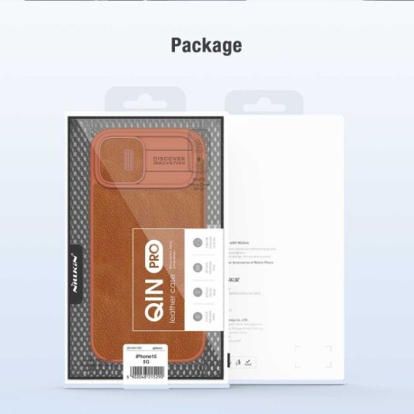 Шкіряний чохол-книжка Nillkin Qin Series для iPhone 15 Plus - чорний