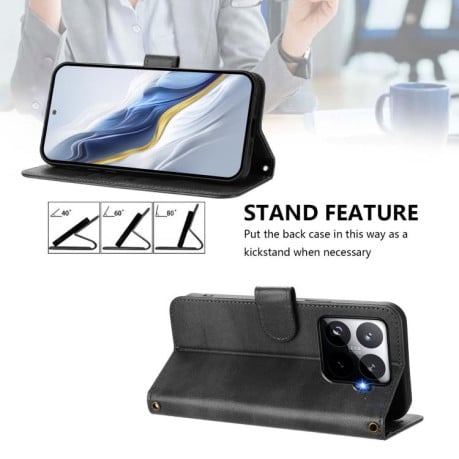 Чехол-книжка Line Splicing эко-кожа Ретро на Xiaomi 15T Pro 5G - черный