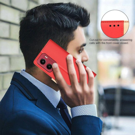 Чохол-книжка Color Matching RFID Anti-theft Leather для Motorola Moto G05 - червоний