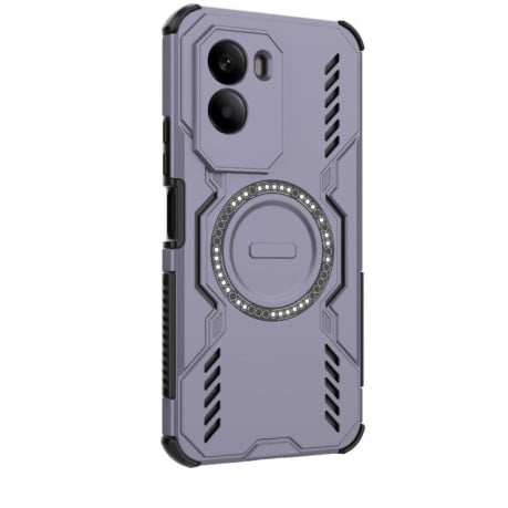 Противоударный чехол Butterfly Armor с MagSafe на Xiaomi Poco M7 4G 169mm - фиолетовый